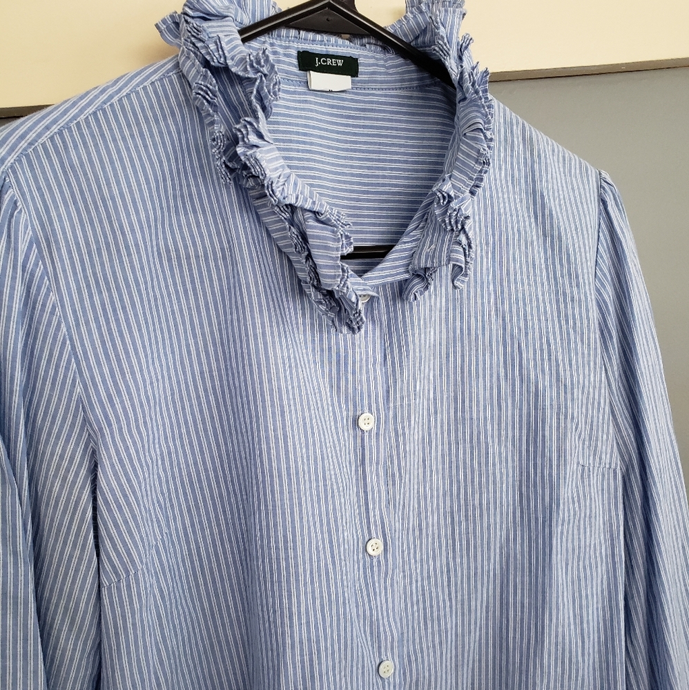 J. Crew ruffle neck blouse